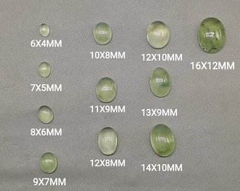 Oval shape prehnite cabochon calibrated sizes natural green prehnite cabochon crystal clear prehnite translucent wholesale gemstone GV39