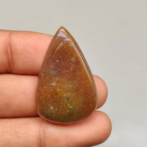 45 Carat Larsonite Cabochon Pear Shape 39X25X6 MM Natural Green Brown Larsonite Loose Cabochon Smooth Polished Gemstone For Jewelry G5311