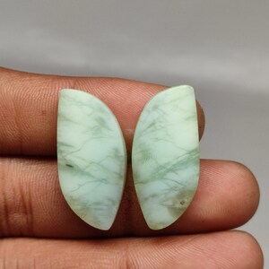 35ct Natural green red chrysoprase cabochon Fancy shape pair chrysoprase stone designer chrysoprase smooth polish gemstone for jewelry G6292