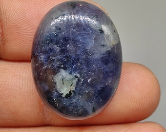Iolita natural de 35 quilates con piedra solar cabochon de fondo plano forma ovalada diseñador piedra solar de ilita piedra preciosa curativa para envoltura de alambre de joyería G4999