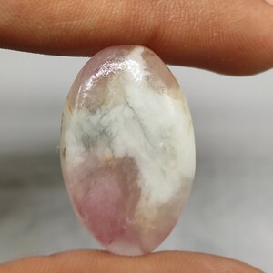 Pink tourmaline with quartz flatback cabochon rare tourmaline healing crystal stone tourmaline smooth polished gemstone for jewelry G7077