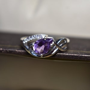 Pear purple amethyst ring | Minimalist ring | Birthstone ring | Amethyst ring for women | Beautiful ring | 925 sterling silver ring C6779
