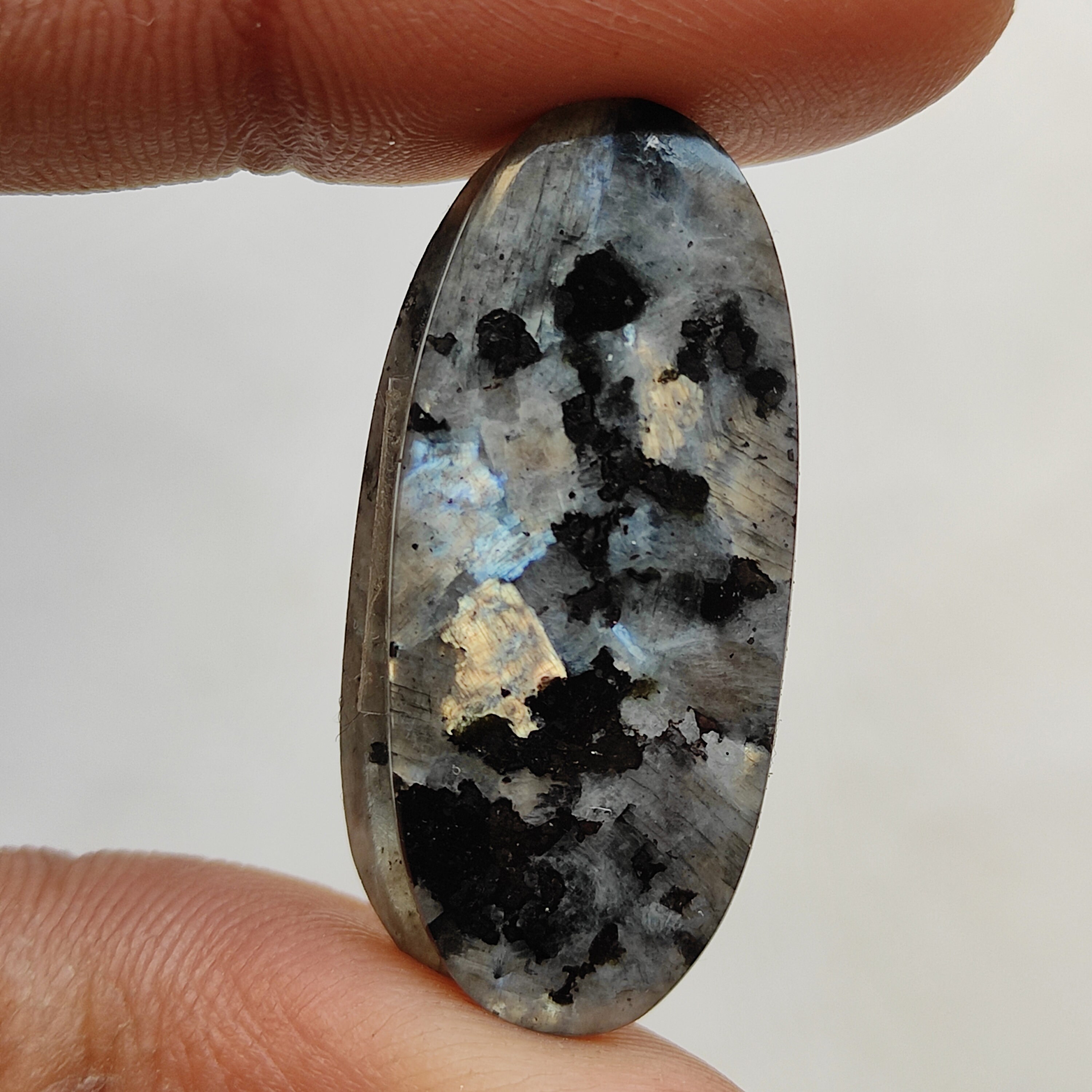 グランド牧場 セレクトセール Oval Shape Gray Black Larvikite Pair Cabochon 33X14X3 MM ビーズ・レジン・アクセサリ