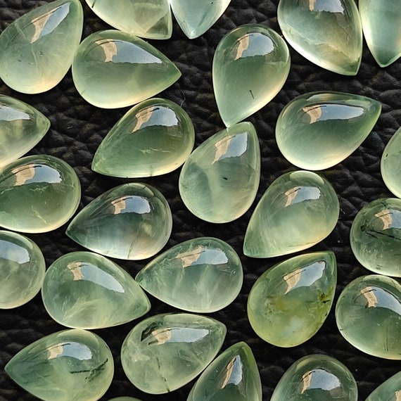 100% Natural green prehnite cabochon pear shape calibrated sizes translucent prehnite healing mineral stone wholesale price gemstone CX42