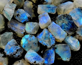 Wholesale small Size Moonstone Rough Top Quality Raw Shape Moonstone Rough Blue Flashy Rainbow Moonstone Rough Gemstone for Jewelry CX19