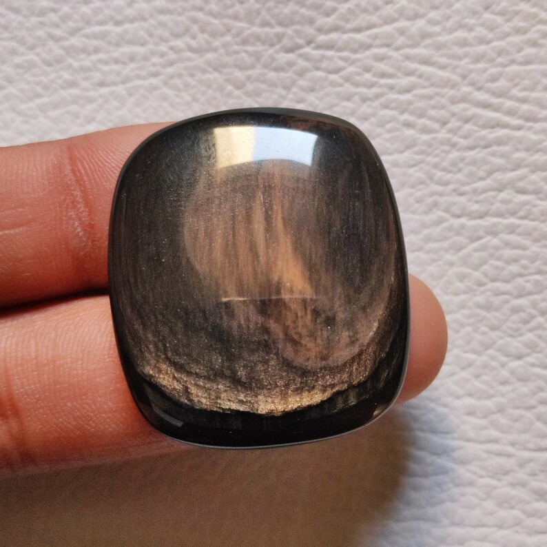 38X32X5 MM Golden Obsidian Cabochon Cushion Shape 60ct Flashy Golden Obsidian Cabochon Obsidian Gemstone Jewelry Semi Precious Stone C1880