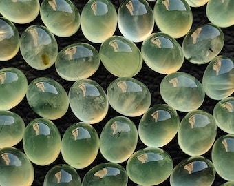 100% Natural green prehnite cabochon oval shape calibrated sizes rare crystal clear prehnite translucent stone wholesale price gemstone CX40