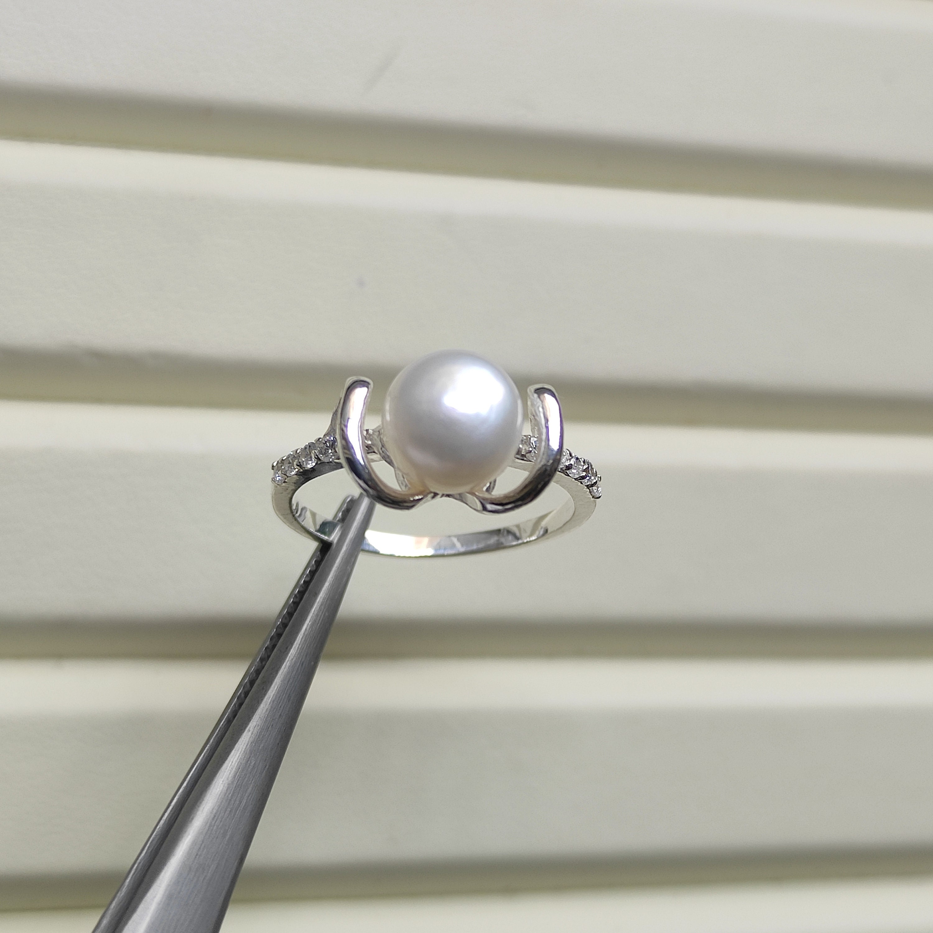 Pearl Ring • 925 Sterling Silver Ring • Cultured Pearl Ring