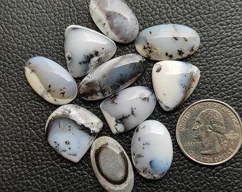 Ring Size Dendrite Opal Cabochon 100% Natural Milky Dendrite Opal Loose Gemstone Black White Dendrite Opal Handmade Gemstone Cabochon C3553