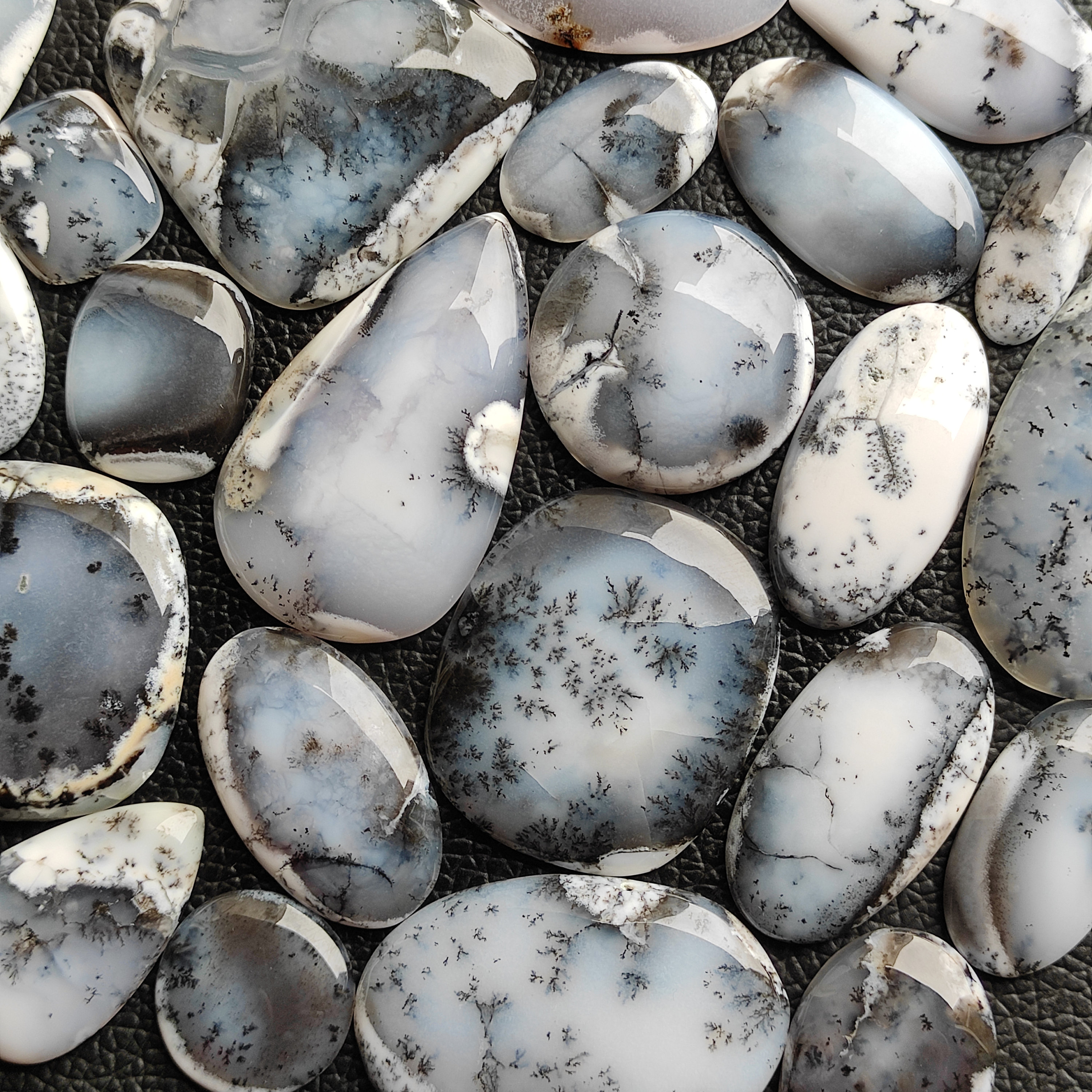 Wholesale Dendrite Opal Cabochon Natural Black & White Dendritic Agate Cabochon Dendrite Opal Stone Handmade Smooth Polished Gemston CX34