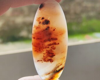 Dendrite moss agate cabochon oval shape translucent moss agate loose stone designer dendritic agate mirrory polished gemstone jewelry C677
