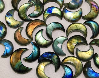 Wholesale Labradorite Moon Shape Gemstone High Quality Crescent Moon Shape Carving Labradorite Cabochon Smooth Polished Gemstone CX13