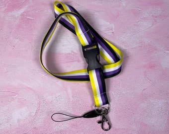 Nonbinary pride lanyard, lgbt leash, nonbinary lanyard, gay lanyard, nonbinary flag, lgbtq, lgbt pride, lgbt accessories, nonbinary pride