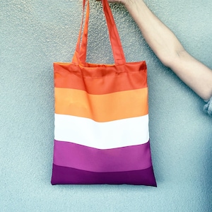 Lesbian tote bag | LGBT bag | lesbian pride | Lesbian sunset flag bag | Pride bag | LGBTQ bag | Rainbow shopping bag | rainbow bag | lesbian