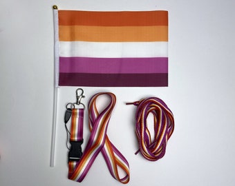 Lesbian sunset flag Set - 3 pcs / les flag / lesbian flag / lgbt / lesbian sunset / lgbt shop / lesbian pride / lesbian lgbt / pride shop