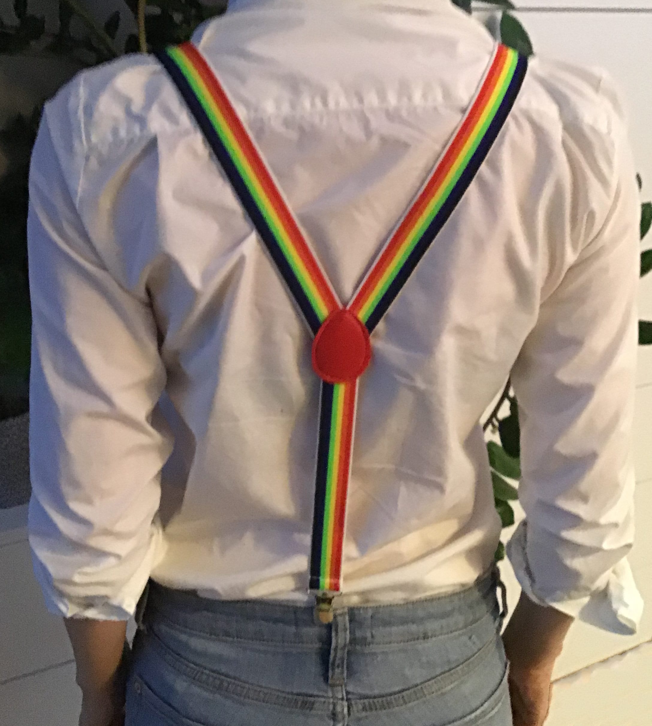 Suspenders‎ rainbow ? pride LGBQT top grain cowhide Amazon.com: Vibrant Rainbow Suspenders - Premium Fabric  main image 2