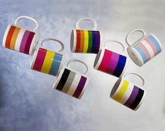 Lgbt mug, rainbow mug, nonbinary mug, asexual mug, lesbian mug, transgender mug, bisexual mug, pansexual mug, lgbt pride mug, lgbtq flag