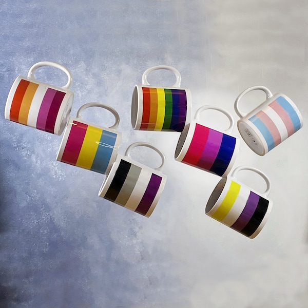 Lgbt mug, rainbow mug, nonbinary mug, asexual mug, lesbian mug, transgender mug, bisexual mug, pansexual mug, lgbt pride mug, lgbtq flag