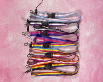 Rainbow lanyard, lgbt lanyard, lgbt key leash, lesbian lanyard, pansexual lanyard, transgender lanyard, nonbinary lanyard, asexual lanyard