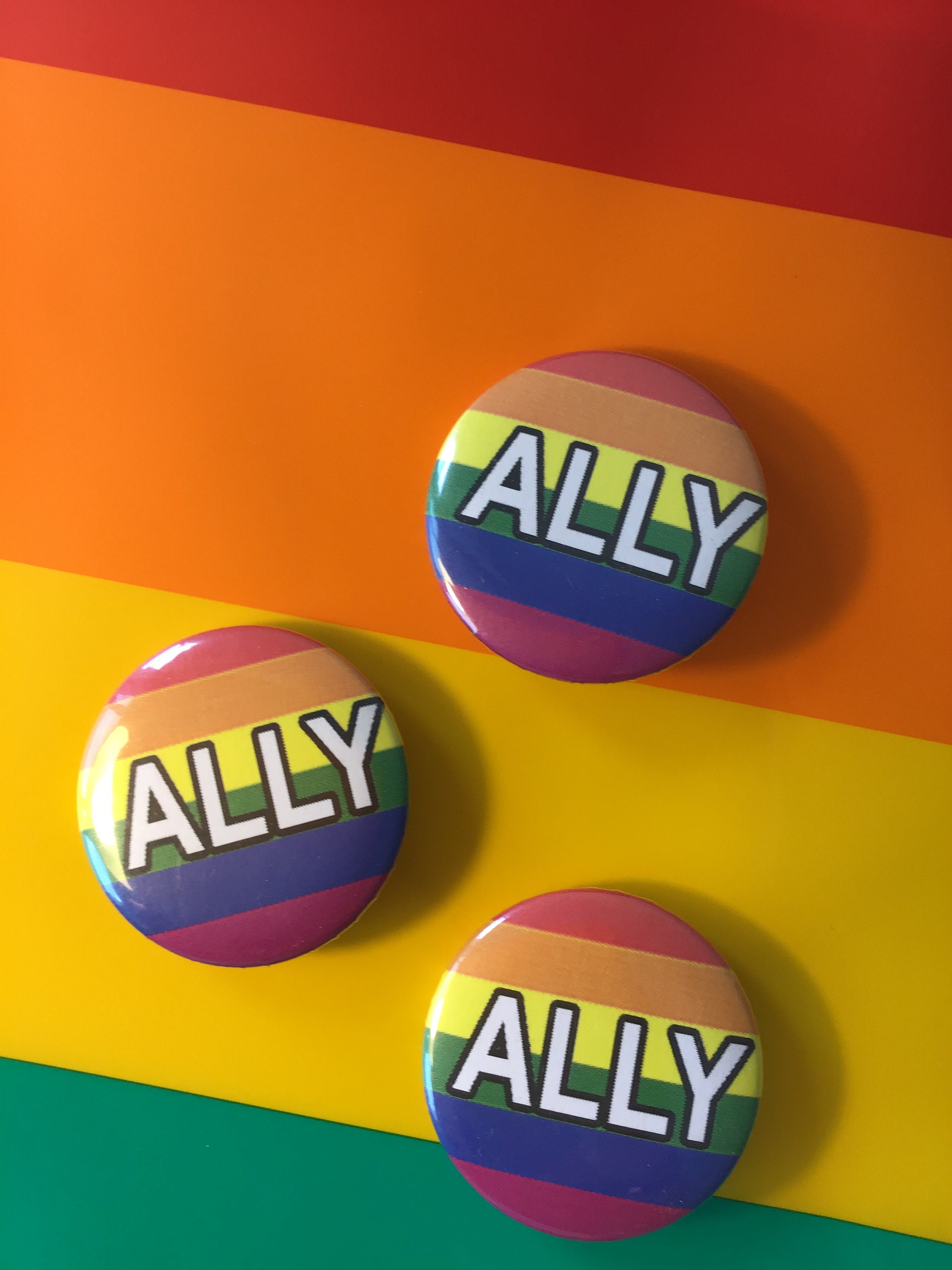 Ally Pride Badge, Lgbt Badge, Rainbow Badge, Gay Pride Badge, Rainbow ...