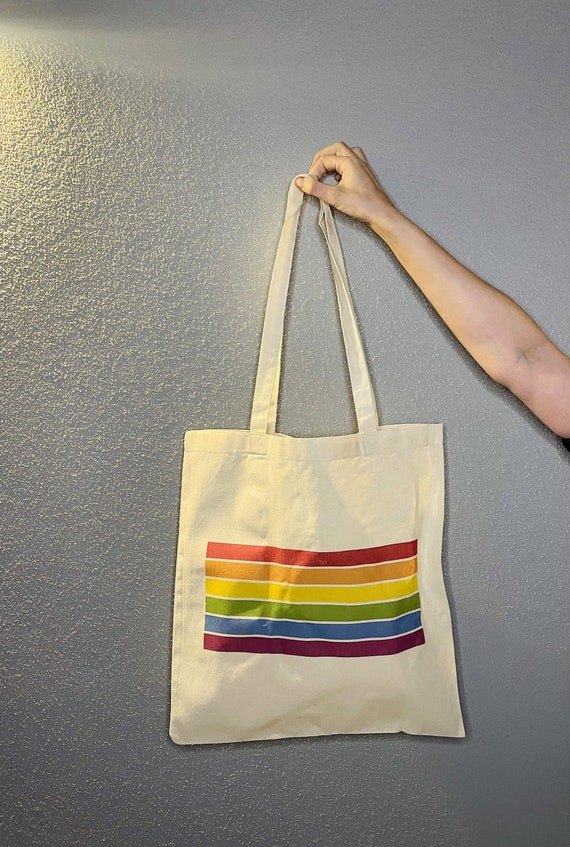 Rainbow tote bag | LGBT bag | Reusable rainbow bag | Gay pride bag | Colorful bag | Rainbow shopping bag | Reusable pride bag | rainbow bag