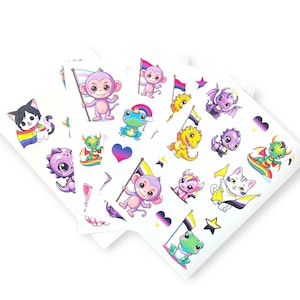 LGBT stickers sheet | Rainbow lgbt | rainbow sticker | Rainbow flag | Bisexual pride | fantasy | kawaii pride | Nonbinary | Transgender flag