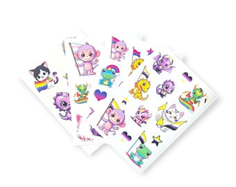 LGBTQ Stickerbogen | Regenbogen lgbt | Regenbogen Aufkleber | Regenbogen Fahne | Bisexuell Stolz | Fantasie | süßer Stolz | Nonbinary | Transgender Flagge
