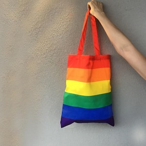Regnbågstygväska | HBTQ-väska | Återanvändbar väska | Gay pride-väska | Färgglad väska | Shoppingväska | Regnbågs shoppingväska | Återanvändbar väska | regnbågsväska