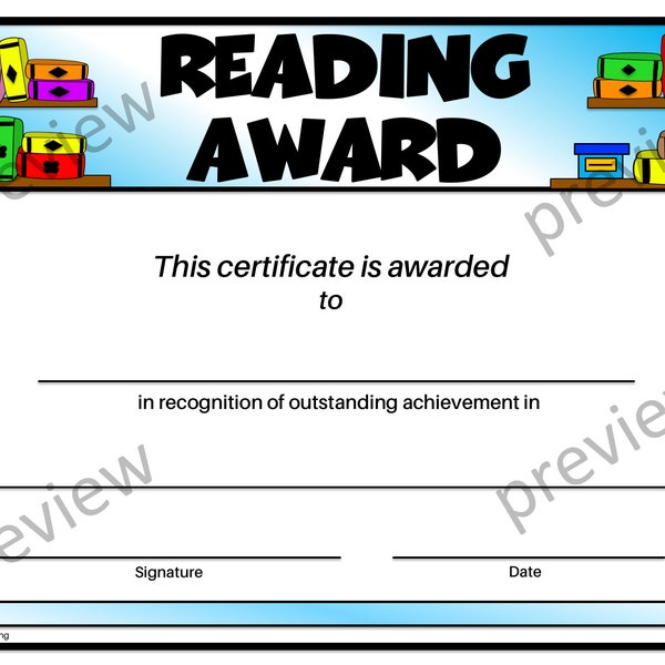 Editable Reading Certificate, End of Year Certificates, PDF Reading Certificate, PDF Reading Award, Reading Certificate, School Certificate