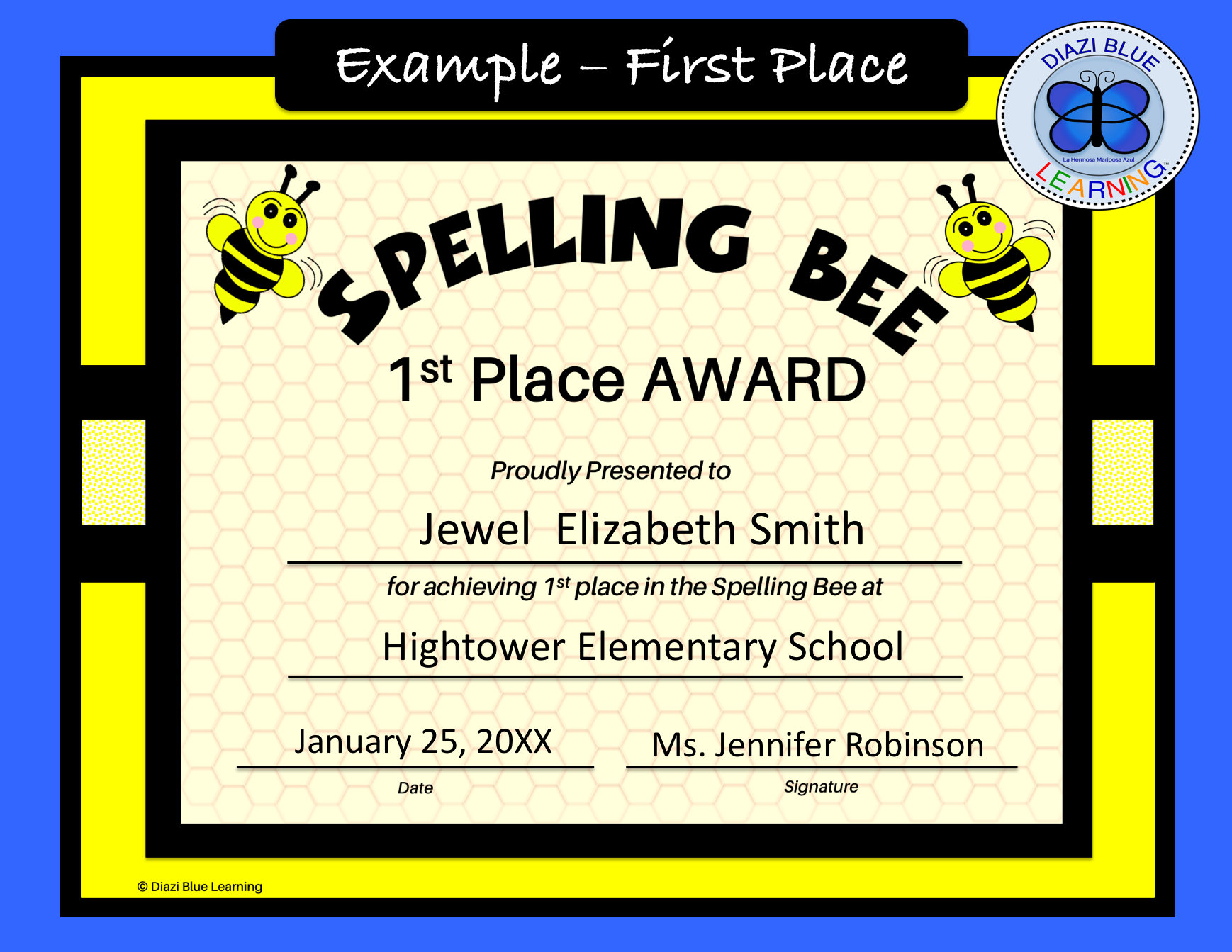 Spelling Bee Award Certificates Spelling Bee Certificates Etsy México