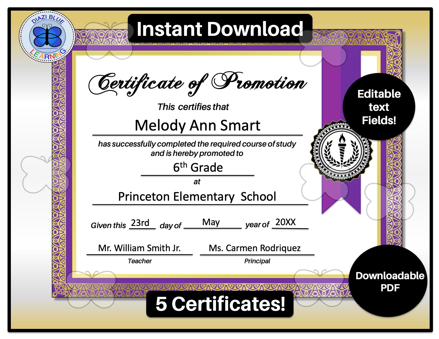 5 Pack Certificates of Promotion, End of Year School Certificates ...