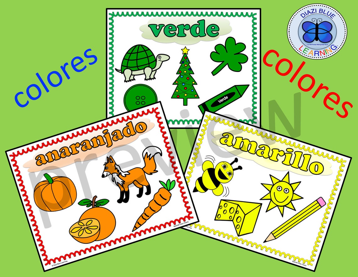 Spanish Color Charts, Spanish Colors, Spanish Charts, Colors in Spanish