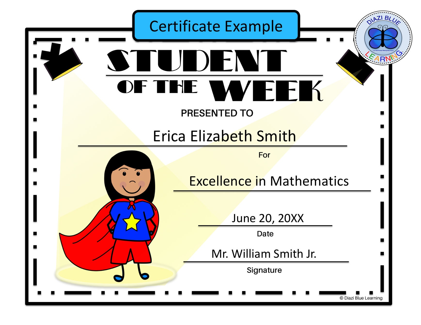 Student of the Week Certificate Editable PDF Student of the Etsy UK