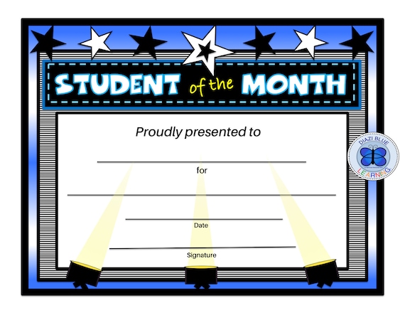 Student of the Month Certificate Editable PDF Student of the Etsy Student of the Month Certificate Editable PDF Student of the Etsy