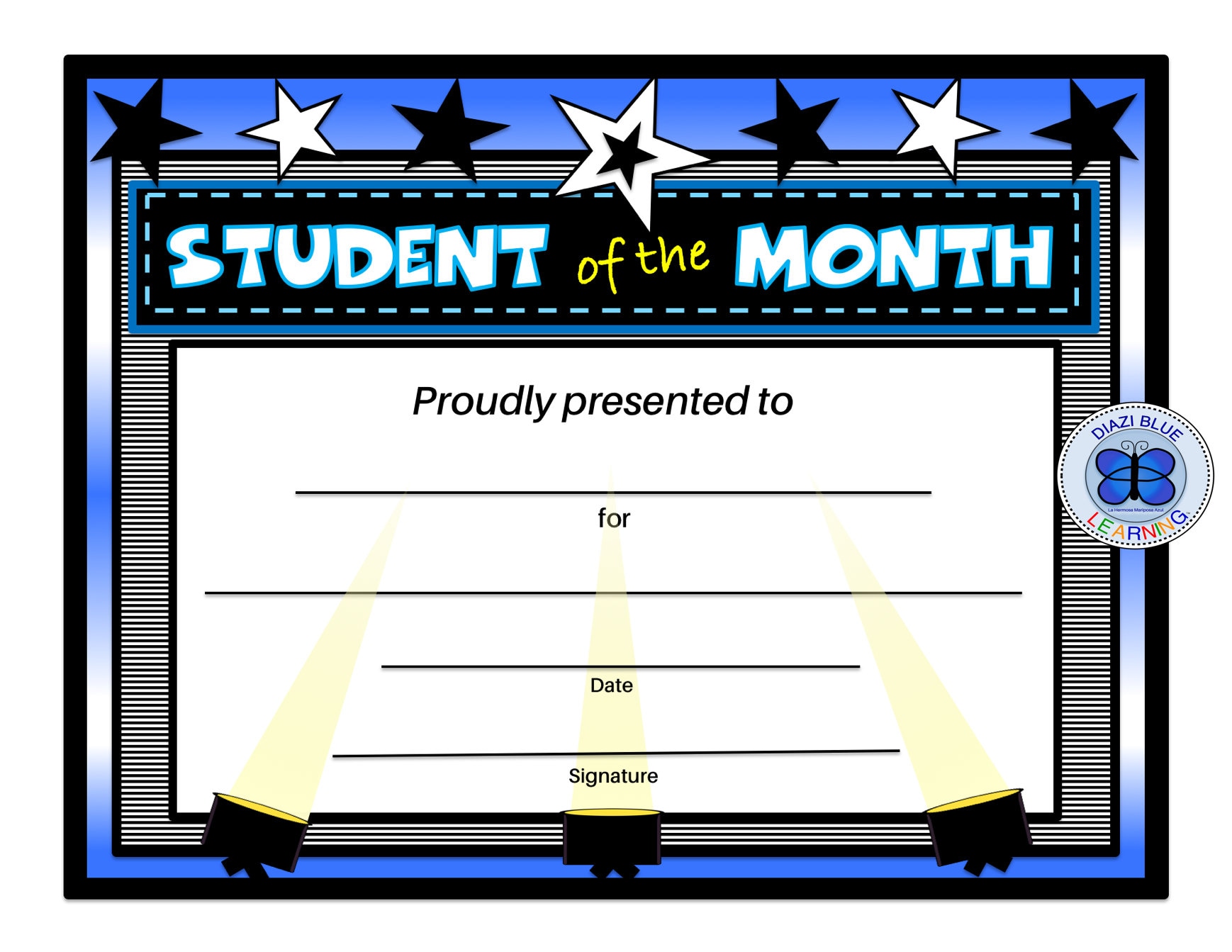 Student of the Month Certificate, Editable PDF Student of the Month Award,  Certificates, Printables, Classroom Certificates In Free Printable Student Of The Month Certificate Templates