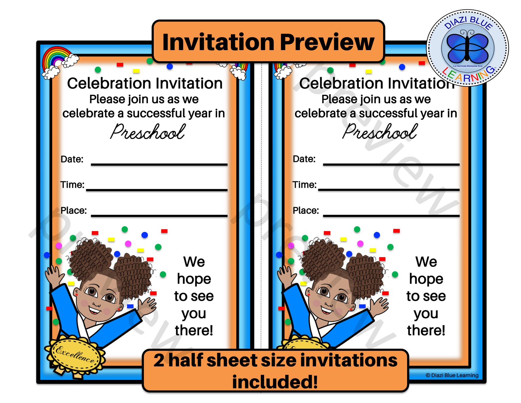 preschool diploma invitation and note card preschool etsy