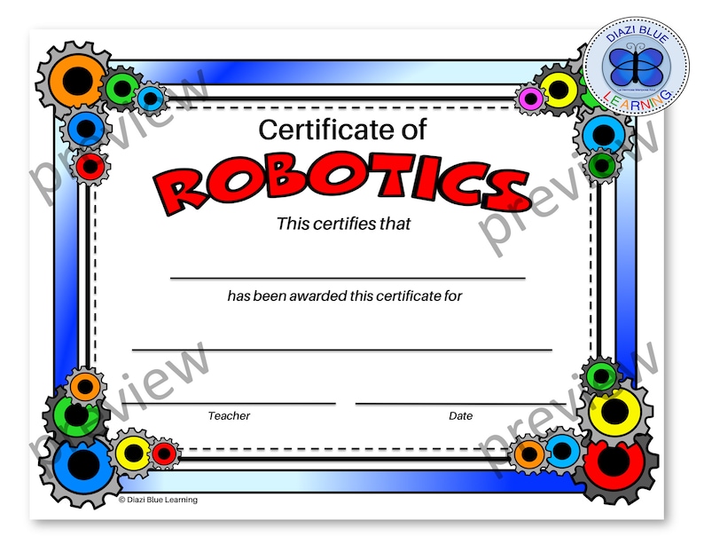 Certificate of Robotics, Robotics Award, Robotics Certificates