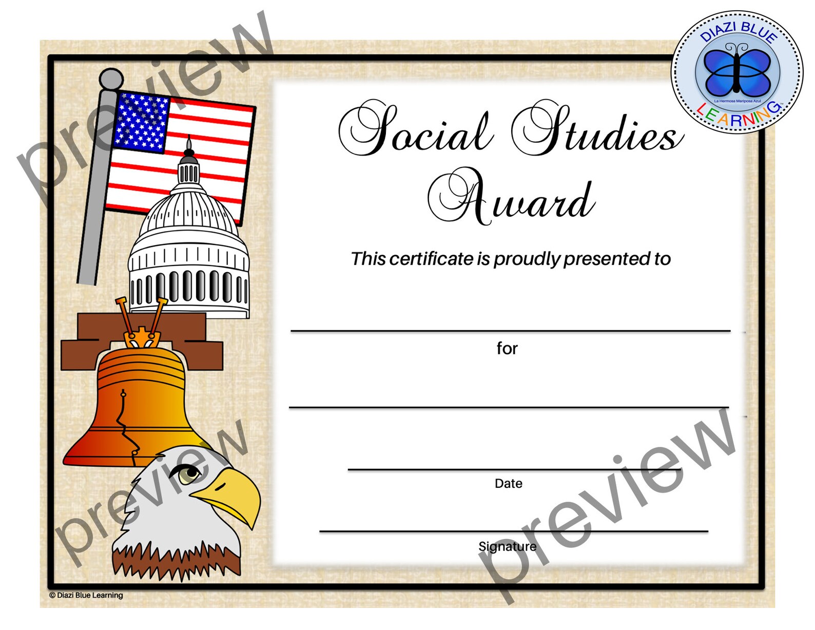 Social Studies Certificate End of Year Certificates PDF Etsy