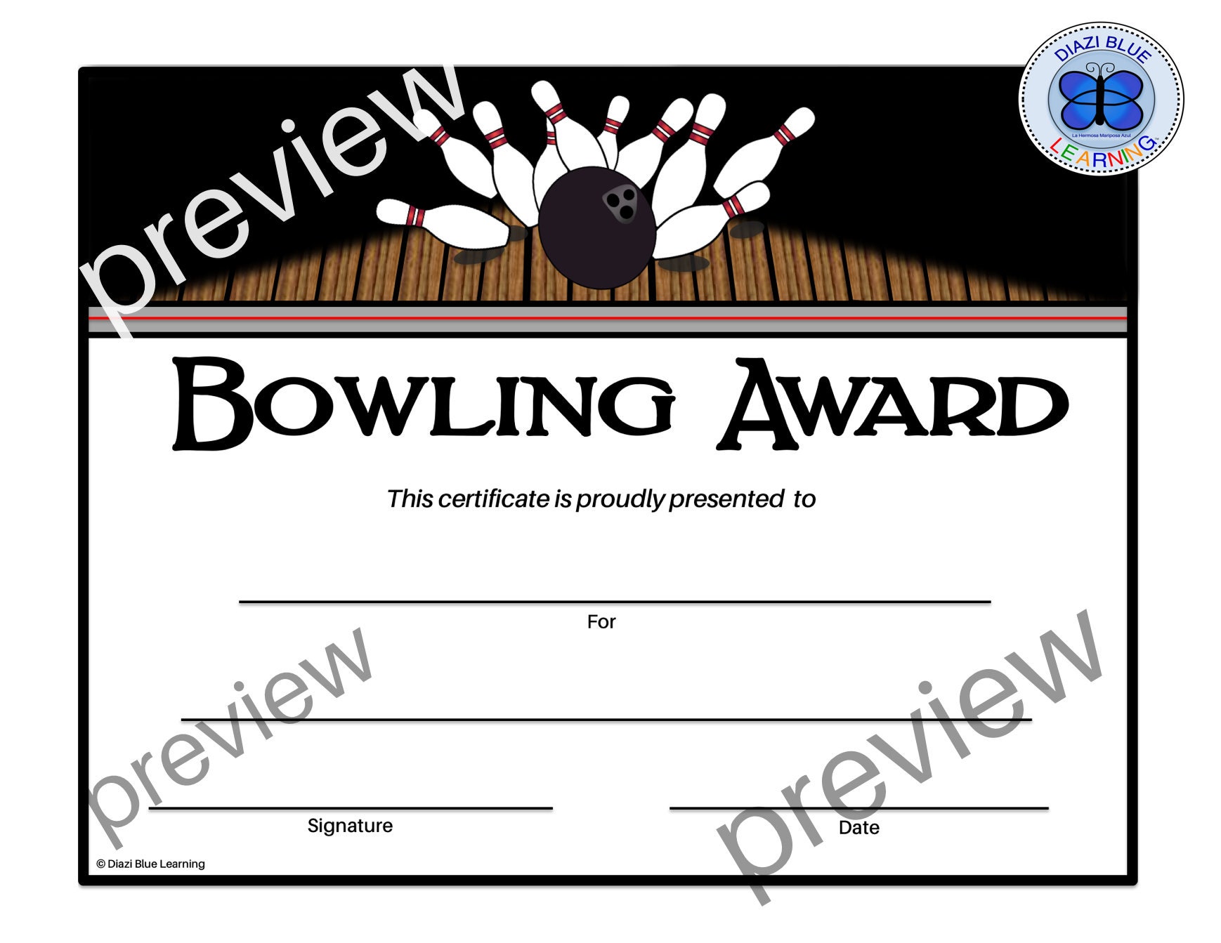 Free Printable Bowling Award Certificates Templates