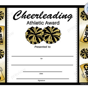 Cheerleading Certificate Cheerleading Award Editable Cheerleading