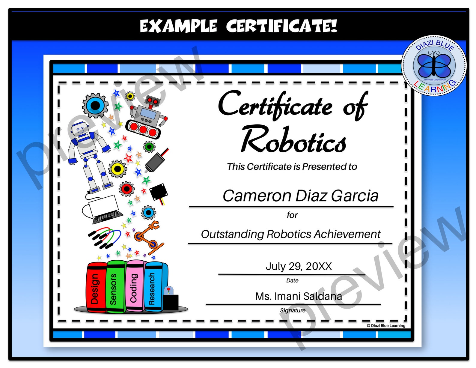 Robotics Award, Robotics Certificates, Certificate of Robotics ...