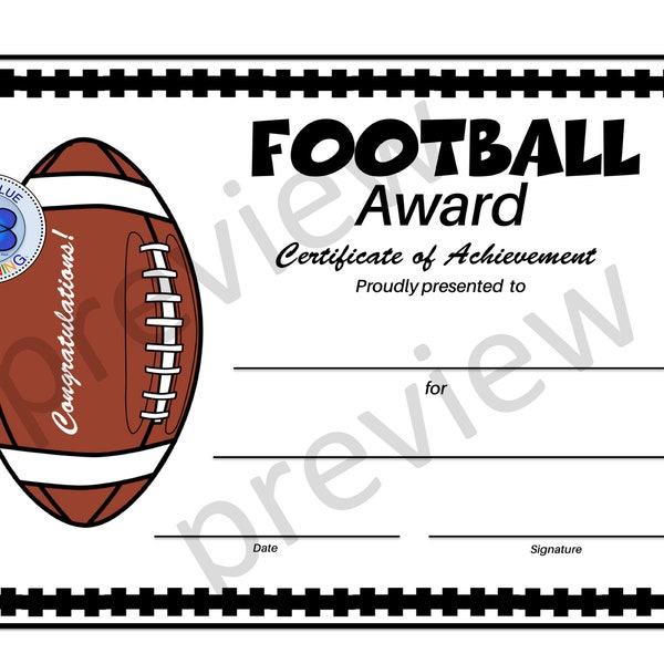 Editable Football Certificate, PDF Football Certificate, PDF Football Award, Football Certificate, Sports Certificates