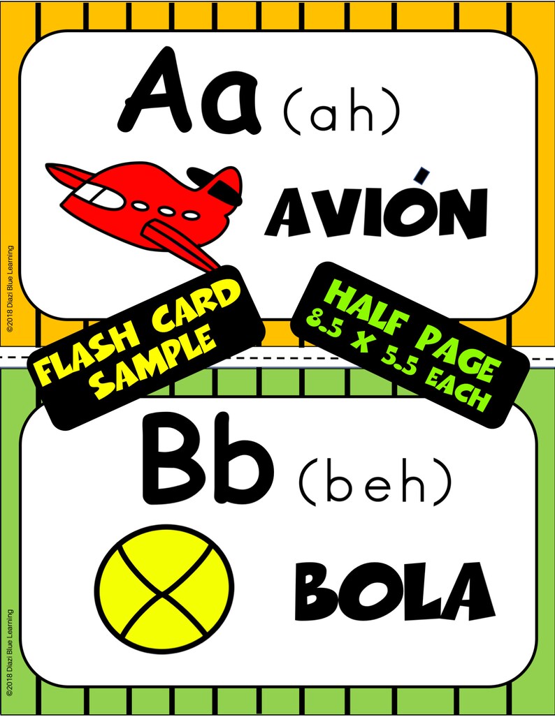 Spanish Alphabet Flash Cards, Spanish Alphabet, Spanish Letter of the