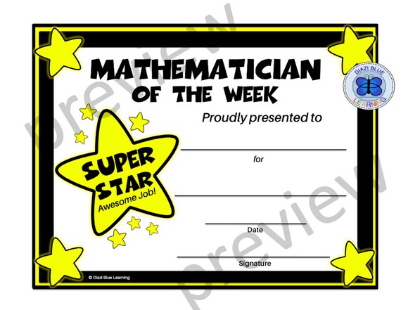 mathematician-of-the-week-certificate-pdf-math-award-etsy-australia