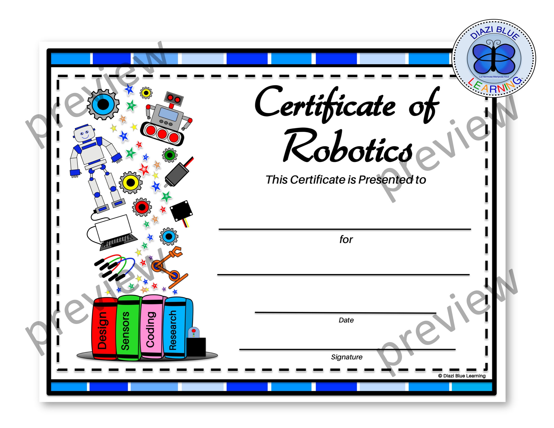 Robotics Award, Robotics Certificates, Certificate of Robotics