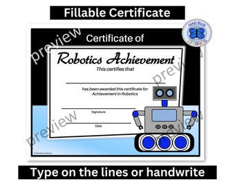 Robotics Award, Robotics Certificates, Editable Robotics Certificates, Certificate of Robotics, Robotics, Certificates, Awards