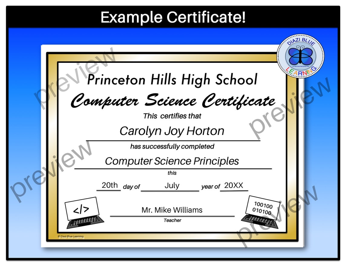 Computer Science Certificates, Programming Certificate, Coding Award ...