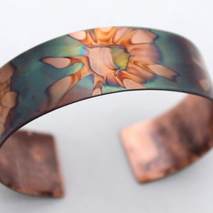 Flame Painted Copper Cuff - 3/4"  Width