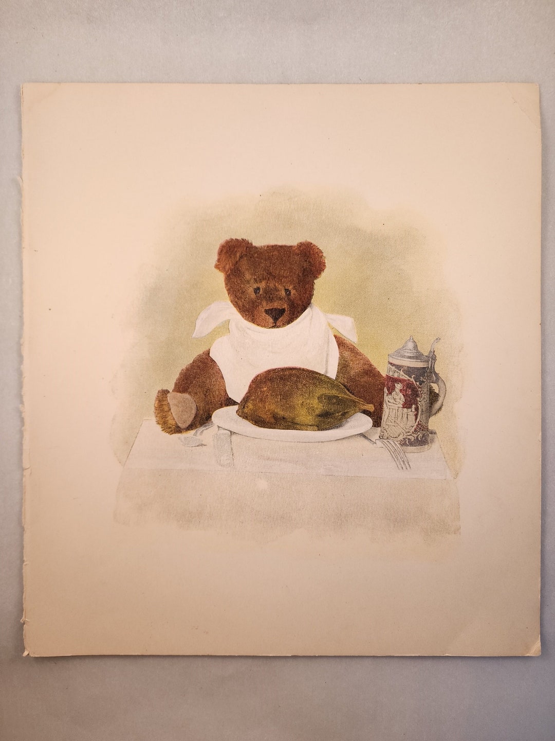 Vintage Children's Print mother Goose's Teddy Bears Nose, Nose Jolly