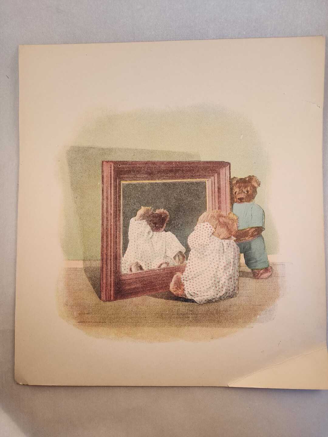 Vintage Children's Print mother Goose's Teddy Bears Mirror Mirror